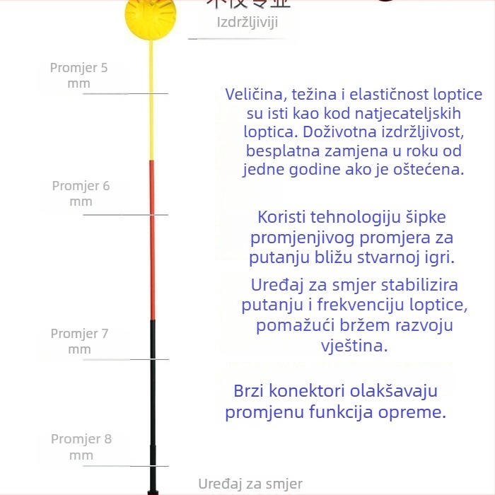 Teniski trenažer za samostalnu upotrebu, izdržljiv za djecu i odrasle