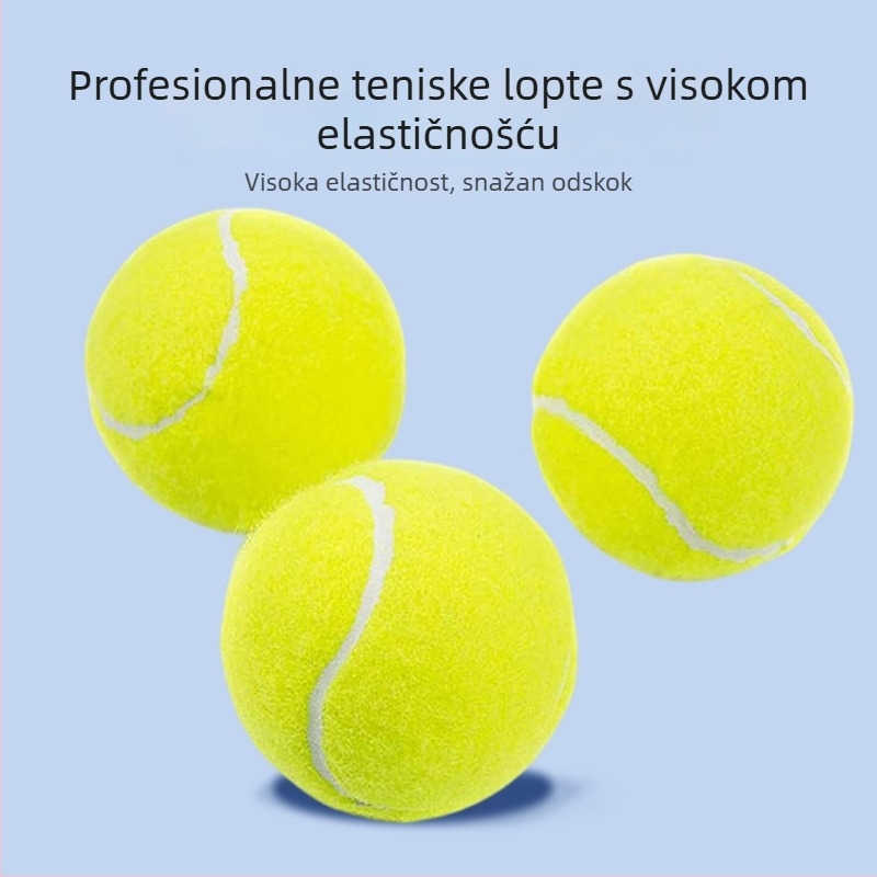 Profesionalne teniske lopte za juniorske treninge i natjecanja; visoka elastičnost, izdržljiva konstrukcija od gume i kemijskih vlakana; mogućnost otiska logotipa.