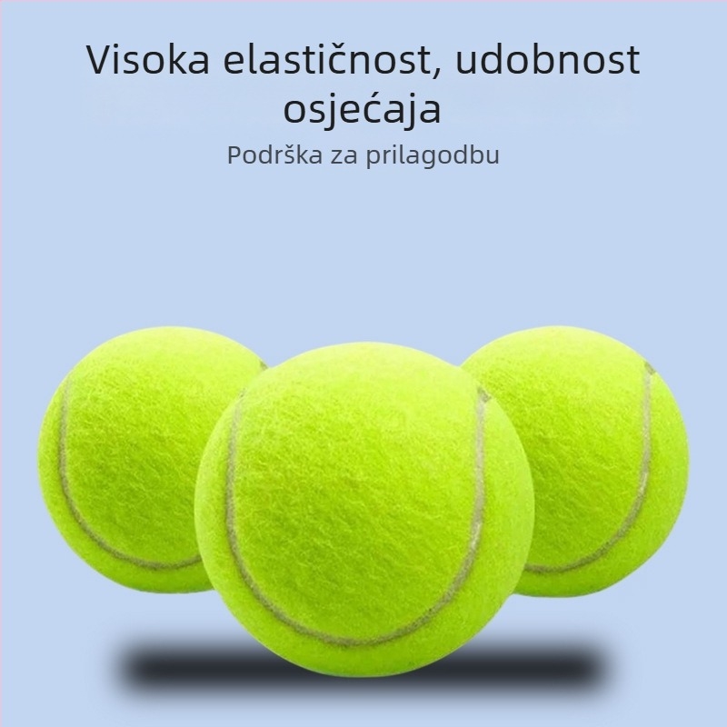 Profesionalne teniske lopte za juniorske treninge i natjecanja; visoka elastičnost, izdržljiva konstrukcija od gume i kemijskih vlakana; mogućnost otiska logotipa.