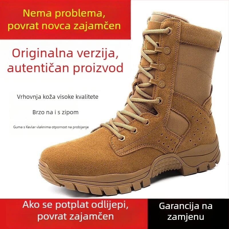 Taktičke čizme visokog profila, koža prvog sloja, protuklizna podloga, unisex