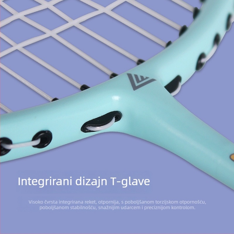 Lanwei raketa za badminton – monoblok konstrukcija, okvir od željezne legure, najlonske žice, umjerena tvrdoća šasije, pogodna za odrasle amatere