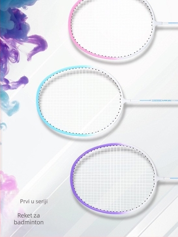 Set reketa za badminton – okvir od željezne legure, direktan udarac, umjerena tvrdoća, težina 95-100 g, pogodan za badminton i tenis