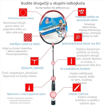 Badminton raketa Rongdao RD-1109, 2-kom paket, okvir od ferroalij, vlakna svile, amaterski model
