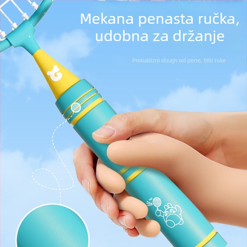 Raketa za badminton i tenis s okvirom od željezne legure i najlonskim strunama, težina 90–94 g, srednja čvrstoća