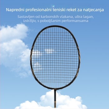 Spake badminton reketa, okvir od karbonskih vlakana, težina 75–79 g, debljina drške G5, srednja tvrdoća šipke