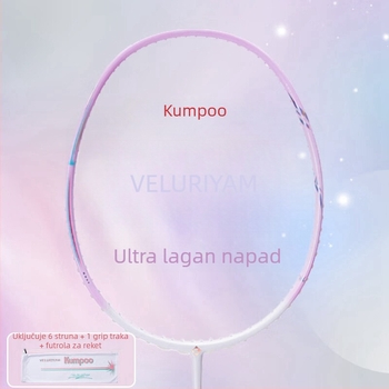 KUMPOO badminton raketa, potpuno karbonska, 5U ultralaka, napetost struna do 30 lb