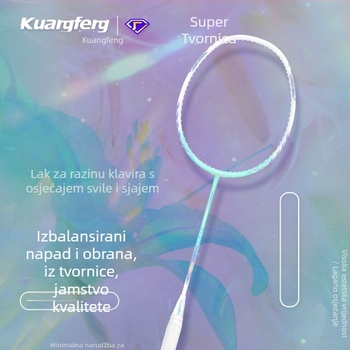 Raketa za badminton, potpuno karbonsko kućište, najlonske žice, ultra lagana, 4U (80–84 g), profesionalne kvalitete