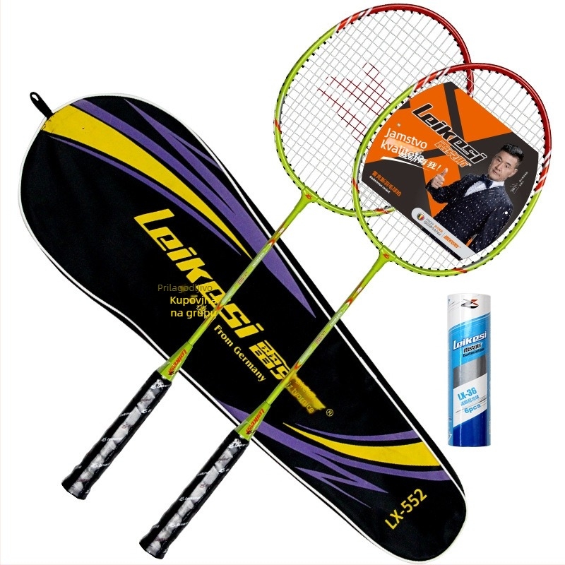 Rex badminton reketa – okvir od legure željeza, duljina 675±2 mm, težina 95–100 g, držak G4, tip udarca: pravolinijski, za trening