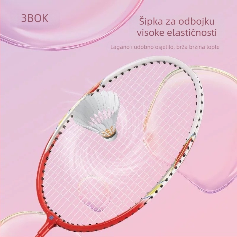 Set raketa za badminton za djecu (par), izuzetno lagan okvir od aluminijske legure, najlon niti, težina 95-100 g, neposredan udarac