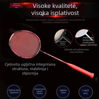 Meters karbonska badminton raketa, ultralaka, težina 75–79 g, drška G5, ravni vrat