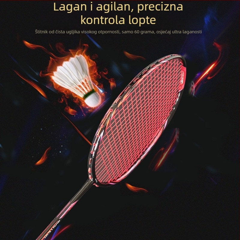 Meters karbonska badminton raketa, ultralaka, težina 75–79 g, drška G5, ravni vrat