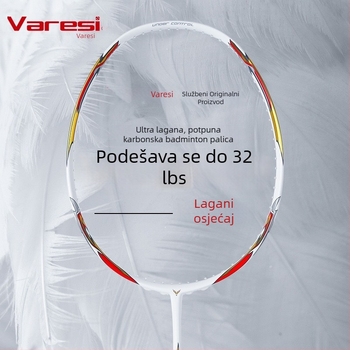 Reket za badminton - Varesi karbonski okvir, 80-84 g, direktan udar, drška G-5, umjerena tvrdoća