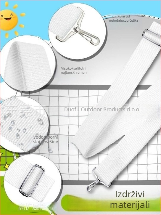 Prilagodljiva teniska mreža od webbing materijala, marka Duofu Outdoor, pogodna za badminton i tenis