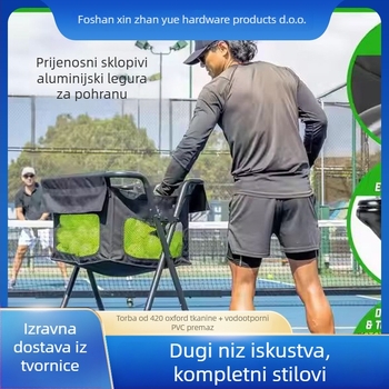 Kolica za prikupljanje lopti za tenis i pickleball, metalni okvir od željeza i Oxford platna, podrijetlo Foshan Guangdong, prilagodljivo, uklonjivi sustav skladištenja