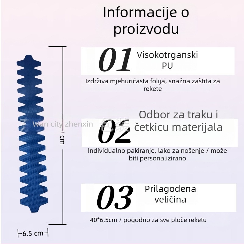 Zaštitna naljepnica glave teniske rekete, PU materijal, Zhensen brend, prilagodljivo, ovlaštena privatna marka
