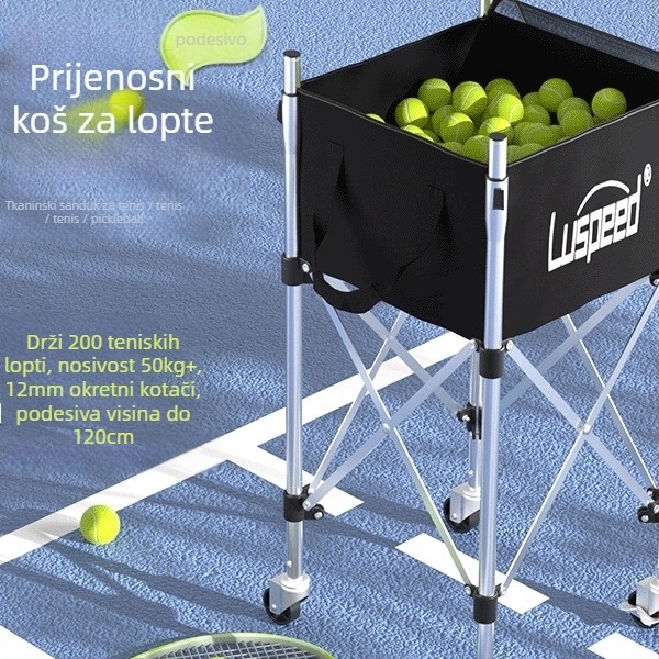 Prijenosna kolica za tenis loptu, s detaljem od svilenog cvijeta i velikim kapacitetom