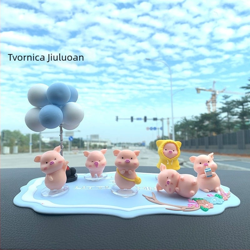 Auto ukras – šest karikaturskih svinja od smole za središnju konzolu, Jusuo