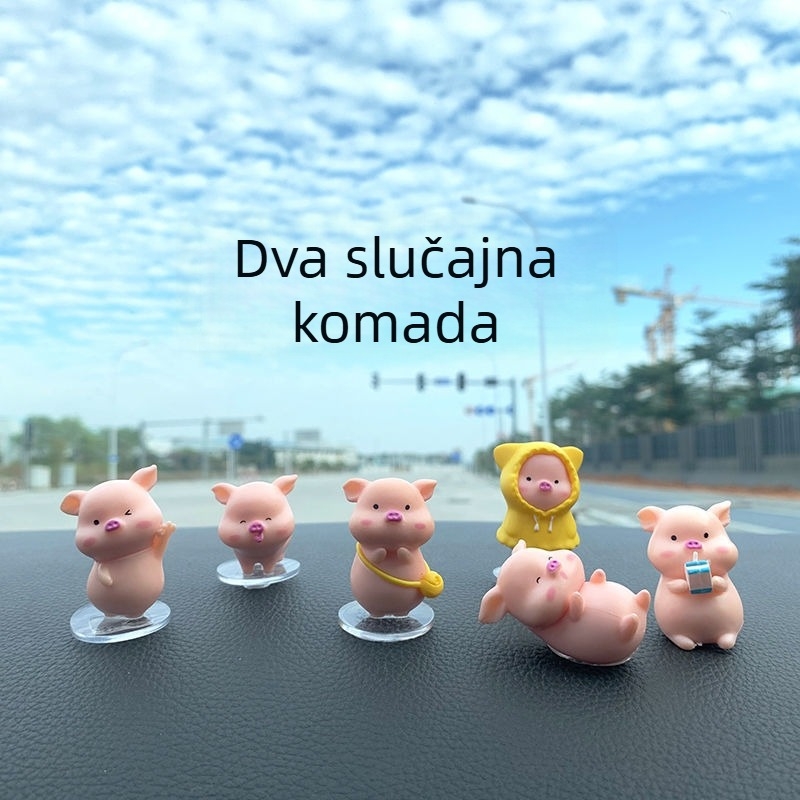 Auto ukras – šest karikaturskih svinja od smole za središnju konzolu, Jusuo