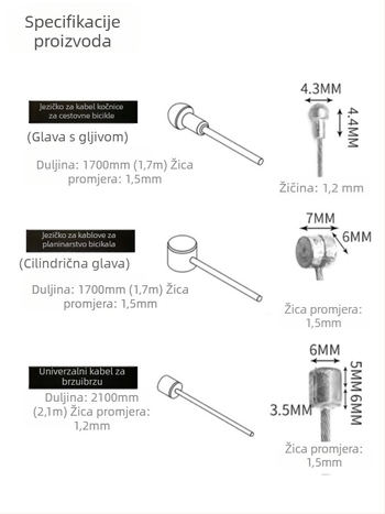 MOTSUV set kočničkih cijevi za cestovne i MTB bicikle — mehaničko kočenje, kompatibilan s V-brakom