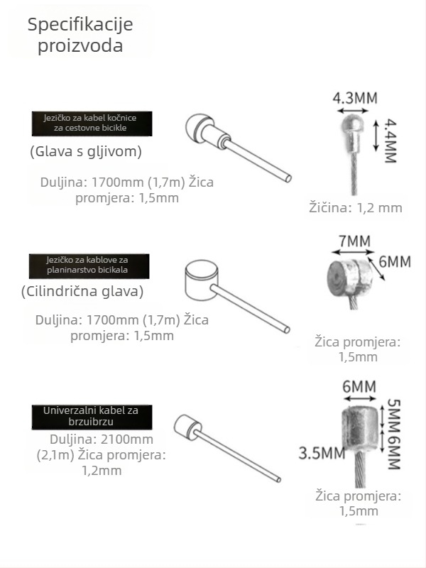 MOTSUV set kočničkih cijevi za cestovne i MTB bicikle — mehaničko kočenje, kompatibilan s V-brakom