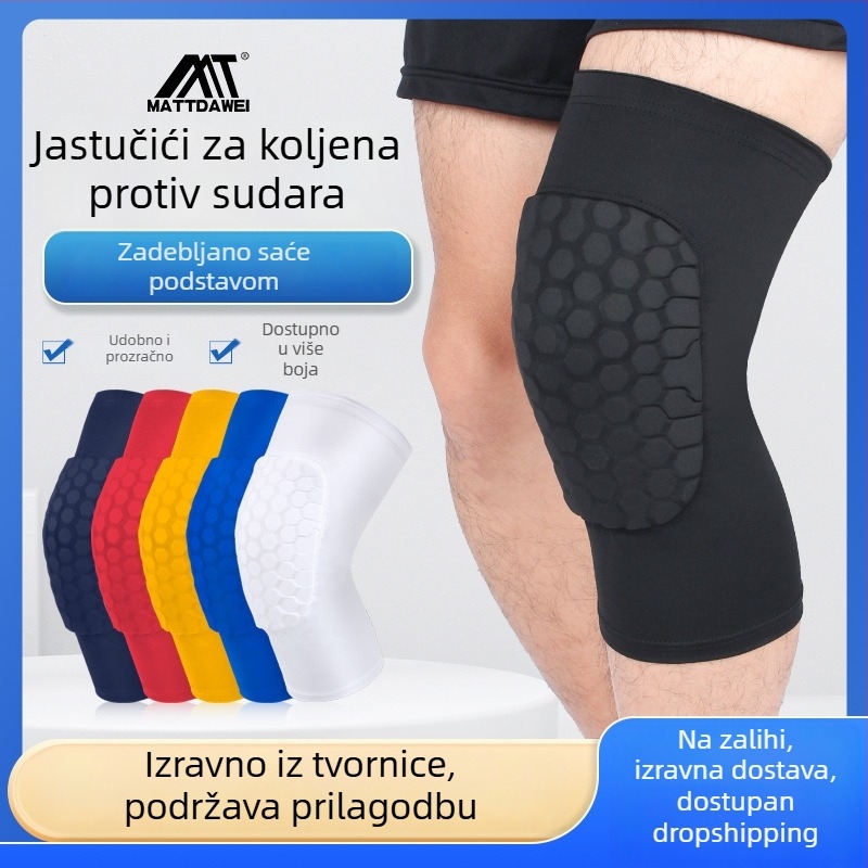 Koljena zaštita s uzorkom saća, kompresijska zaštita protiv udara za košarku i nogomet, zaštita meniskusa