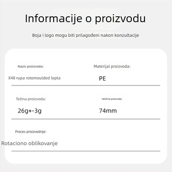Profesionalna pickleball lopta, 48 rupa, rotomoldirana konstrukcija, PE materijal, težina 26 g ± 3 g, za vanjsku upotrebu