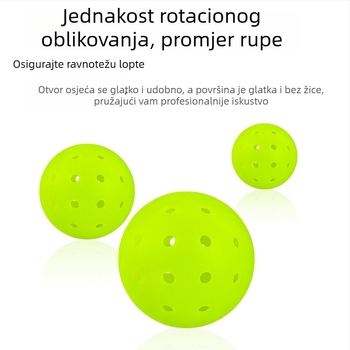 Profesionalna pickleball lopta, 48 rupa, rotomoldirana konstrukcija, PE materijal, težina 26 g ± 3 g, za vanjsku upotrebu