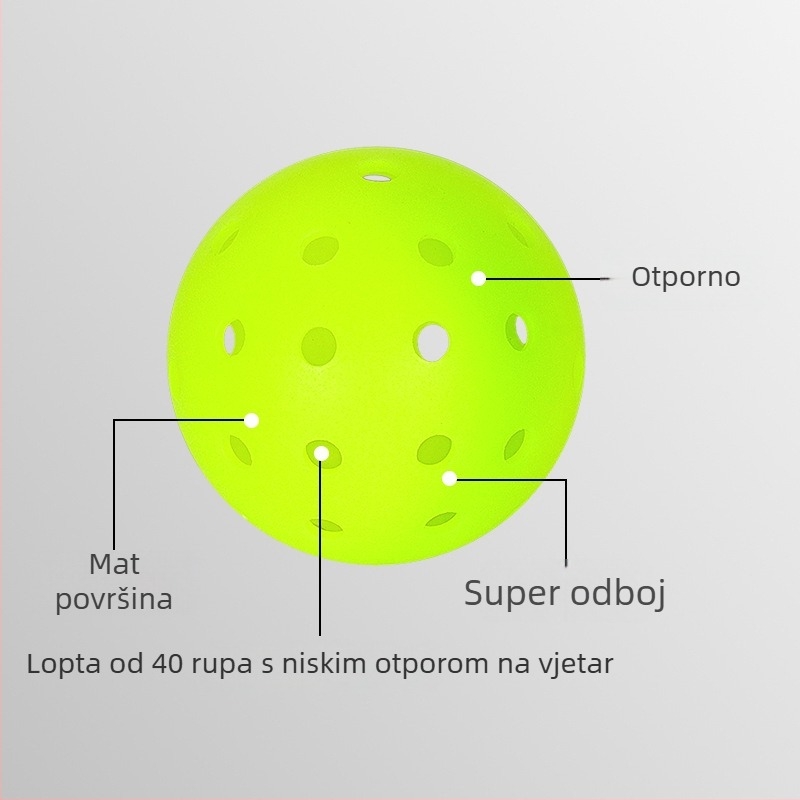 Pickleball lopta, 40 rupe, PE materijal, težina 26 g, brend Good couple