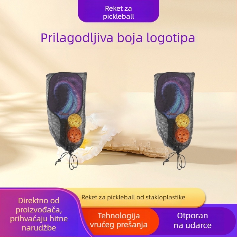 Peak set reketa od vlakna stakla i ugljika, laminirano drveno jezgro, šarene rekete za učenike, trening na otvorenom