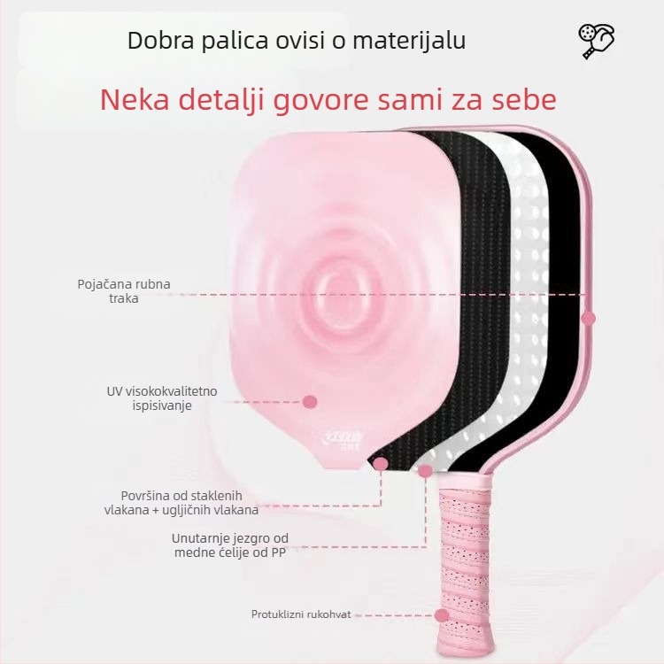 Double Happiness Ripple pickleball palica – natjecateljske klase fiberglas površina, lagana, visoka elastičnost, udoban osjećaj, 235 g