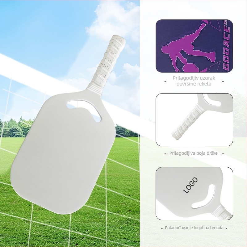 Pranastar pickleball raketa – karbonska vlakna, jednokratna bezokvirna konstrukcija, dimenzije 420×185×14 mm, težina 95–100 g, drška G1, moguć ispis logotipa