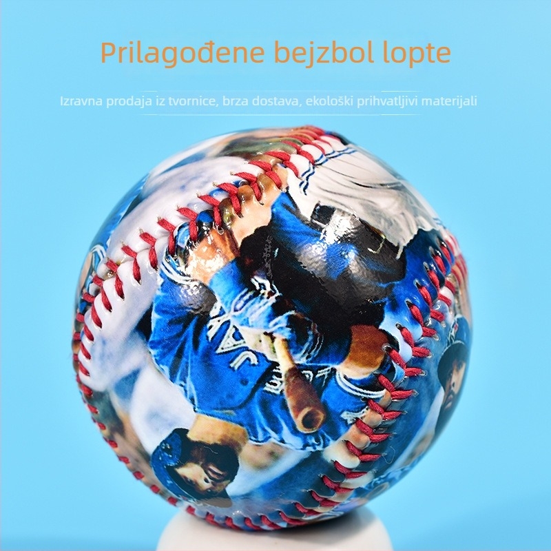 Čvrsta svijetleća lopta za baseball/softball za trening s otisnutim logom, PU koža, mekani baseball s gumovim jezgrom