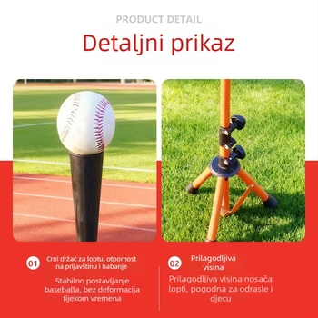 Vanjski trener za udaranje u baseball s podesivom visinom i T-okviem na trokutnom stativu