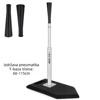 Podešavajuća teška pneumatska baza za baseball Tee — aluminijska legura, Expand marka, prilagodljivo, ispis logotipa