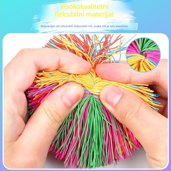Igračka vrećica s pijeskom za osjetilni trening, plastična konstrukcija, gumena lopta, potiče osjetnu percepciju i koordinaciju ruka-oko; za uzrast 15–35; 14+.