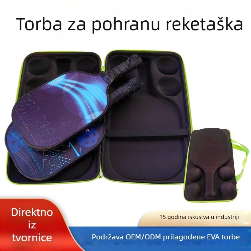 Torba za pohranu pickleball reketa — prijenosna, otporna na prašinu, EVA tvrdi kućište, oblikovani dizajn, model C09003