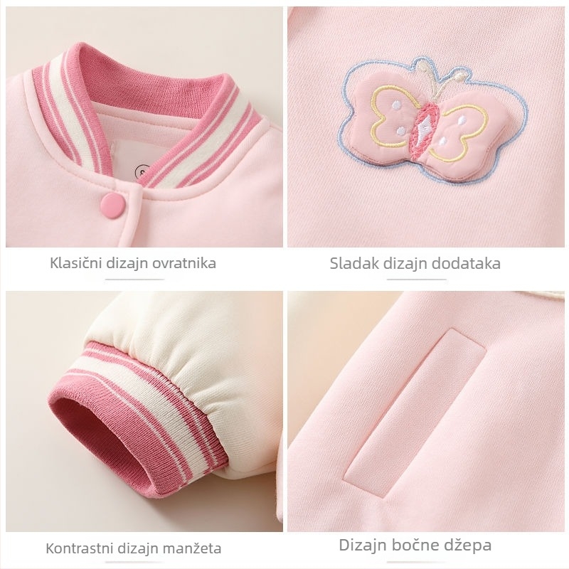 Dječja jakna, stojeći ovratnik, karikatura uzorak, 80% pamuka, dugi rukav, korejski stil