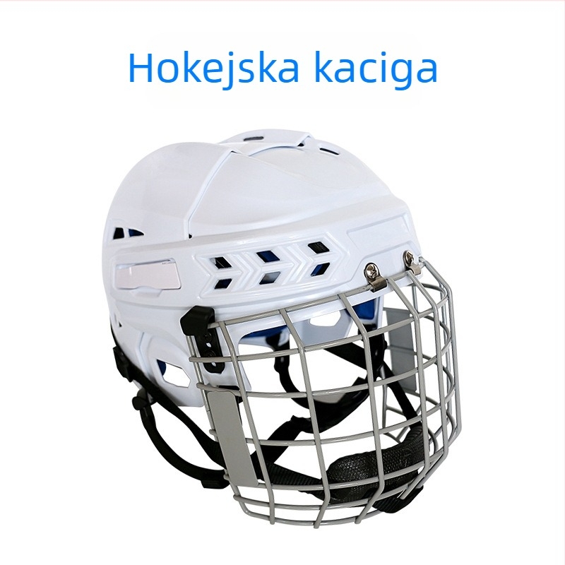 Hokejaška kaciga – PP + EVA + ugljični čelik; Kod proizvoda: T1; OEM dostupno; Ispis logotipa: moguć; Primjenjivo za: hokej, zimske sportove, druge loptaške sportove