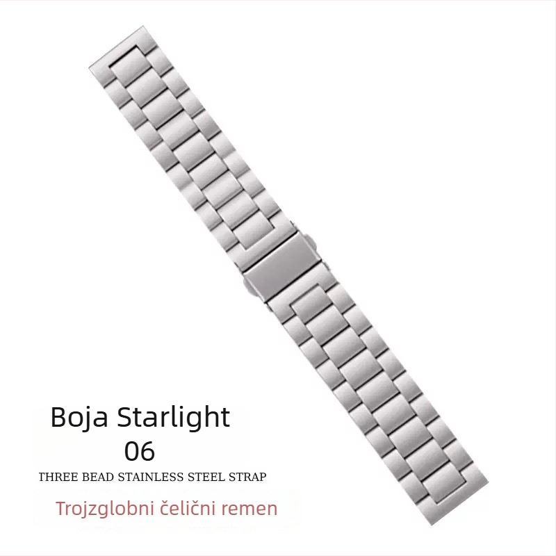 Dingji čvrsti remen od nehrđajućeg čelika za Apple Watch i Huawei GT4, s kopčom na dvostruko pritiskanje; sučelja 14/18/20/22/24 mm