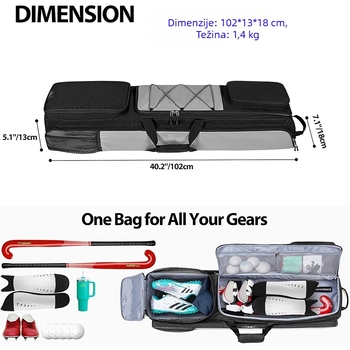 Hokejaška za opremu, otporna na habanje, višestruka upotreba, velika zapremina za vanjske natjecateljske uvjete; materijal: Oxford tkanina; nosivi sustav: jastučić zraka; podstava: poliester; sezona: ljeto 2025; unisex