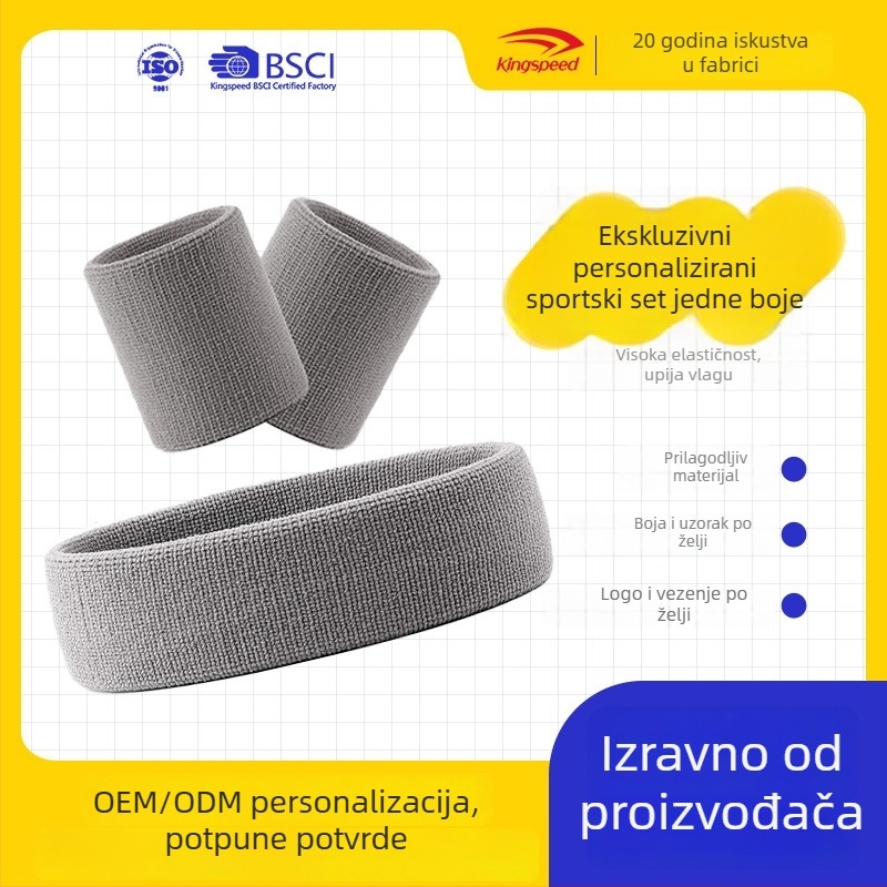 Nijlon pletena sportska narukvica za zapešće i traka za kosu - Glavni materijal: najlon 85% + latex filament 15%; upija znoj; pogodno za trčanje, fitness, vožnju bicikla, planinarenje, ples