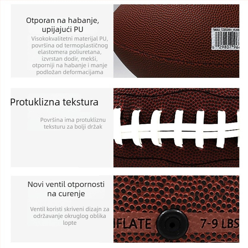 Američka nogomet lopta za trening – materijal PVC/PU/super fiber, šivanje strojem, marka Dragon across the river, kategorija Nogomet, bez prilagođavanja