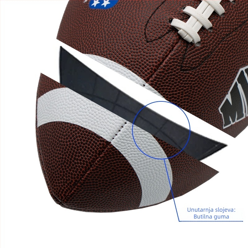 Rugby lopta – Marka leijiaer, PVC materijal, šivanje strojem, mogućnost otiska logotipa, prilagodljivo