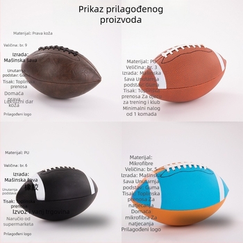 Rugby lopta Mikaisa, PU materijal, šivanje strojem, otisnuto logo OK, odobrene privatne marke
