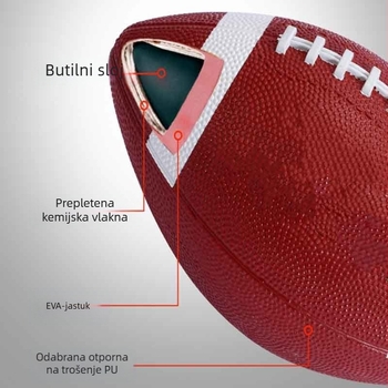 Gumena trening rugby lopta za djecu – izdržljiva igračka za vrtić, šavovi zalijepljeni