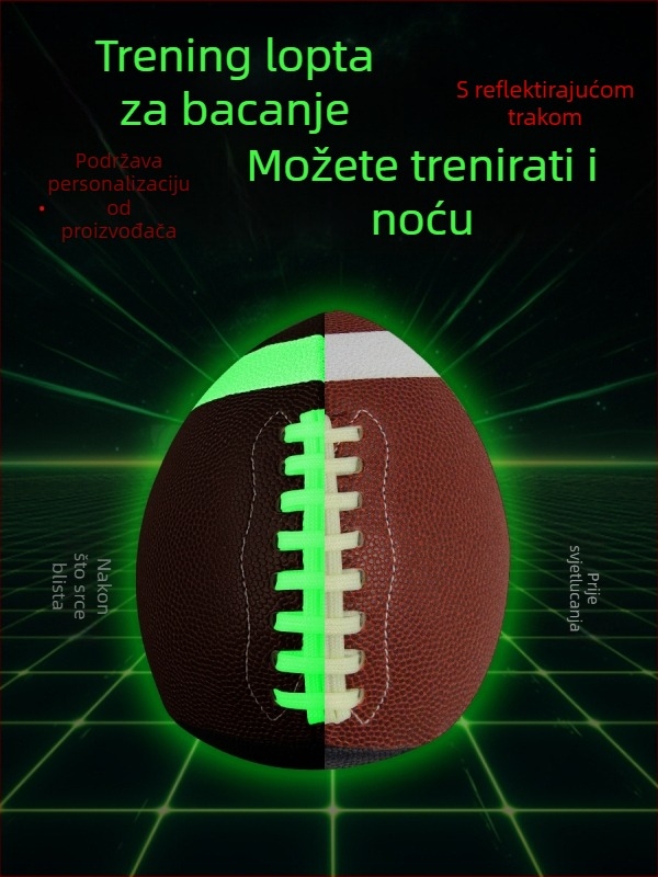 Rugby lopta privatna marka – PU materijal, šivanje strojem, ispis logotipa dostupan, licencirane privatne marke; pogodna za sportske trendove i druge igre s lopticama.