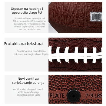 Ragbi lopta za trening – PU površina, protuklizna, otporna na habanje, šivena strojem, s mogućnošću logotipa