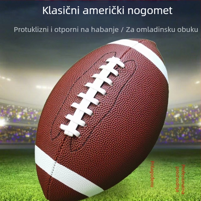 Ragbi lopta za trening – PU površina, protuklizna, otporna na habanje, šivena strojem, s mogućnošću logotipa