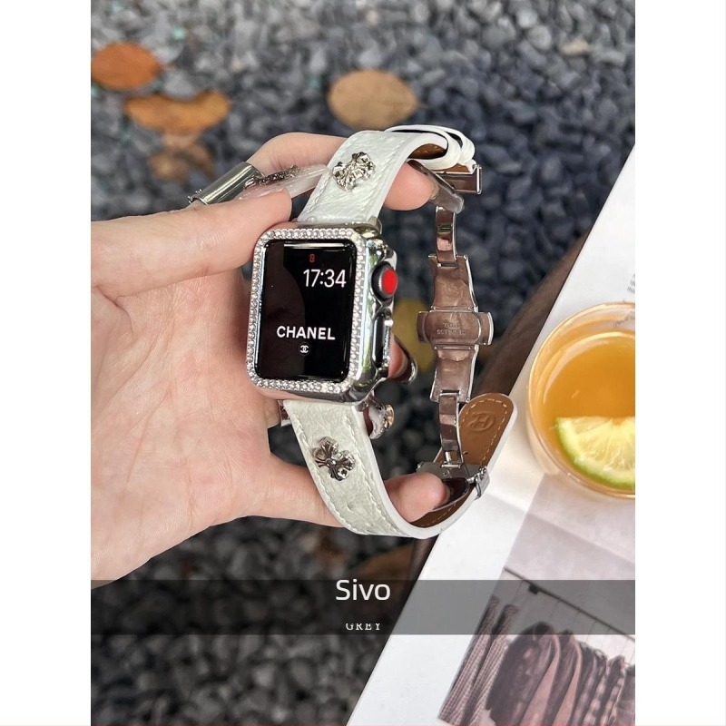Remen za Apple Watch s kopčom leptira, kožni izgled pštrosa, marka Nothing, kompatibilan s Apple Watch, remen od Super Fiber materijala, moderan stil