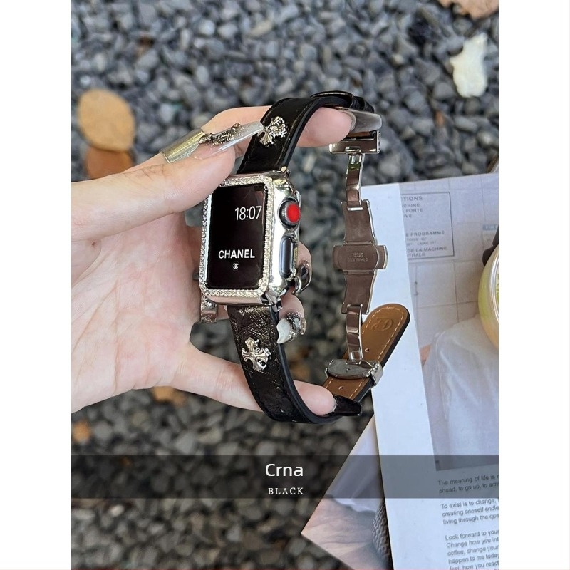 Remen za Apple Watch s kopčom leptira, kožni izgled pštrosa, marka Nothing, kompatibilan s Apple Watch, remen od Super Fiber materijala, moderan stil